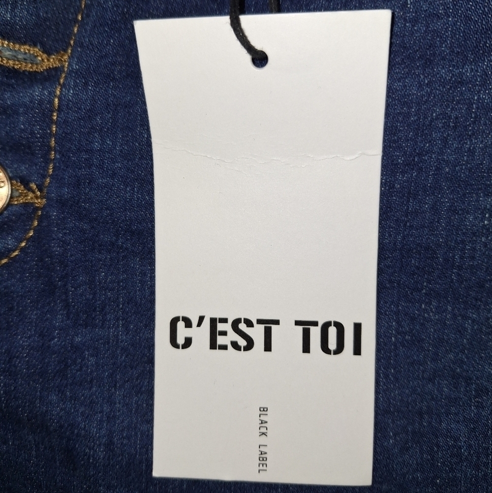C'est Toi mid-rise button-down wide flare Bell Bottom denim jeans In a 13/30. - Picture 3 of 8